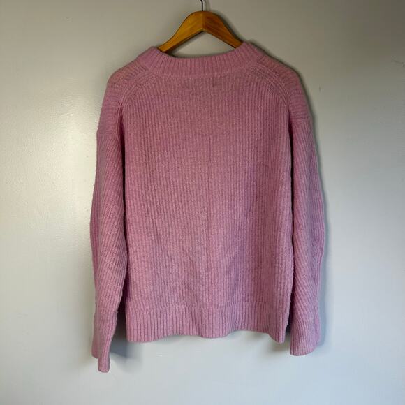 Everlane Alpaca Wool Crewneck Sweater Womens Large Pink Preppy Thick Chunky Knit - Picture 8 of 9